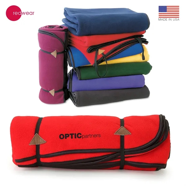 Microfleece 54" x 60" blanket with black bias trim edges... from ASI 62820 International Merch Concepts