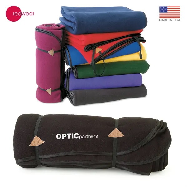 Microfleece 54" x 60" blanket with black bias trim edges... from ASI 62820 International Merch Concepts