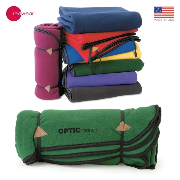 Microfleece 54" x 60" blanket with black bias trim edges... from ASI 62820 International Merch Concepts