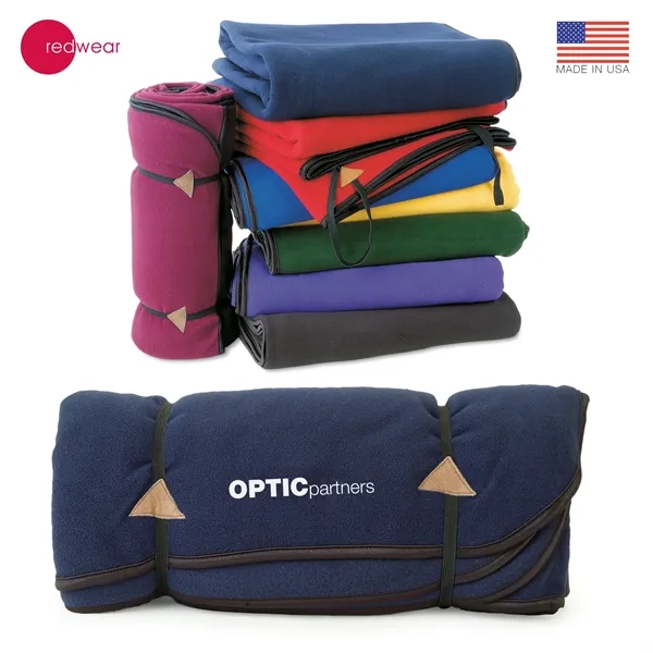 Microfleece 54" x 60" blanket with black bias trim edges... from ASI 62820 International Merch Concepts