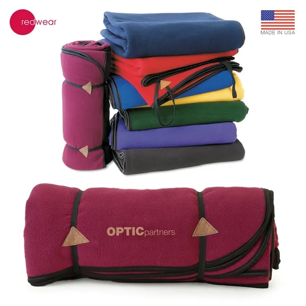 Microfleece 54" x 60" blanket with black bias trim edges... from ASI 62820 International Merch Concepts