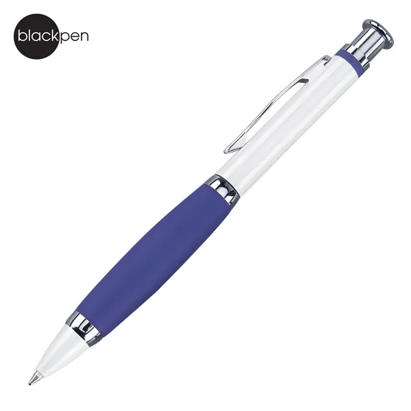 Blackpen Brass Click-Action White Ballpoint Pen, Comfort Grip, Chrome Points... from ASI 62820 International Merch Concepts