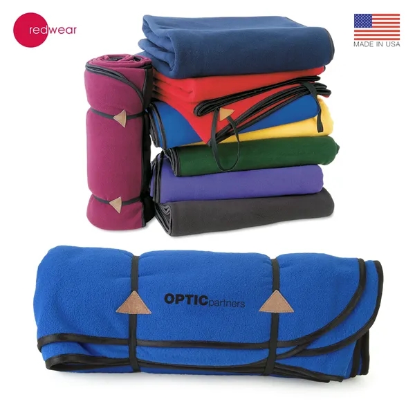 Microfleece 54" x 60" blanket with black bias trim edges... from ASI 62820 International Merch Concepts