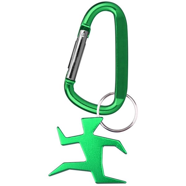 Runner shape bottle opener with key ring and carabiner... from ASI 74585 Nu Promo International / Nu Promo Line