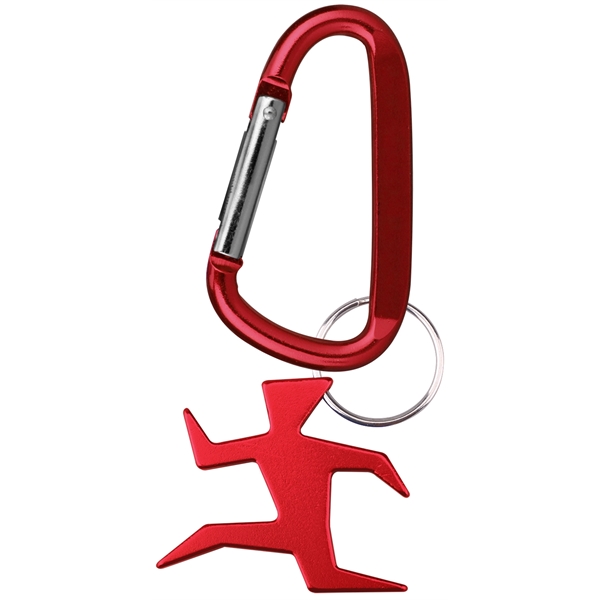 Runner shape bottle opener with key ring and carabiner... from ASI 74585 Nu Promo International / Nu Promo Line