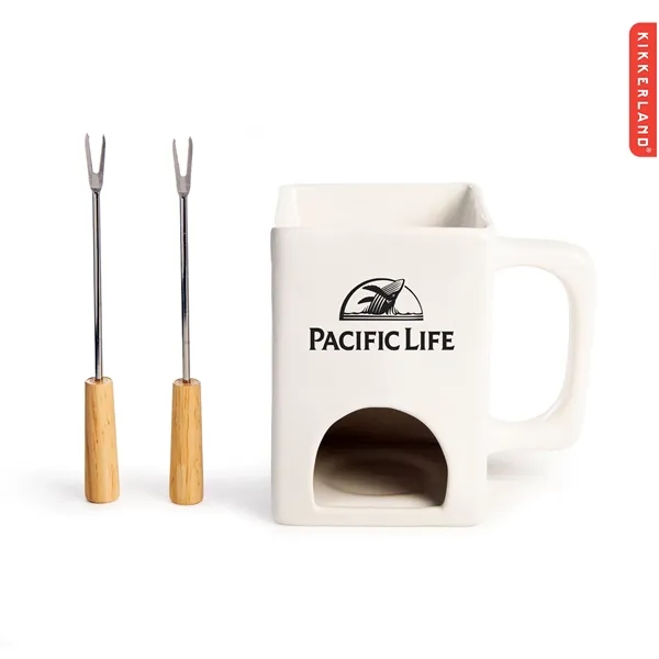 Kikkerland Ceramic Tea Light Fondue Mug, Beechwood Prongs... from ASI 62820 International Merch Concepts