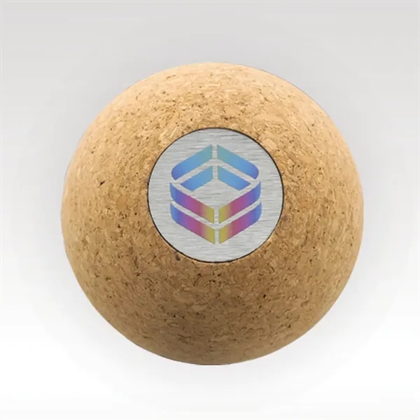 4" x 4" x 3.5" weighted cork ball with wood inlay... from ASI 93986 Visions/Awardcraft / Visions Awards