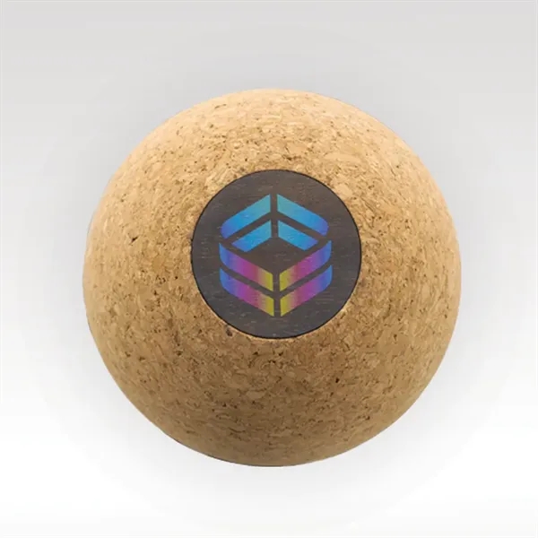 4" x 4" x 3.5" weighted cork ball with wood inlay... from ASI 93986 Visions/Awardcraft / Visions Awards