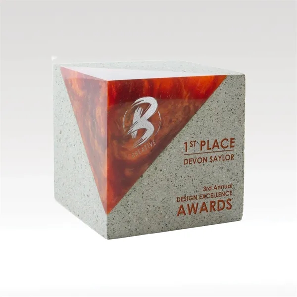 Alluring desktop award fashioned in concrete with colorful resin.... from ASI 93986 Visions/Awardcraft / Visions Awards