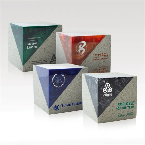 Alluring desktop award fashioned in concrete with colorful resin.... from ASI 93986 Visions/Awardcraft / Visions Awards