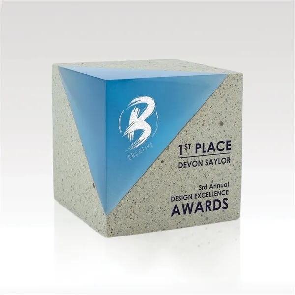 Translucent resin pairs with natural concrete in this stunning desktop award... from ASI 93986 Visions/Awardcraft / Visions Awards
