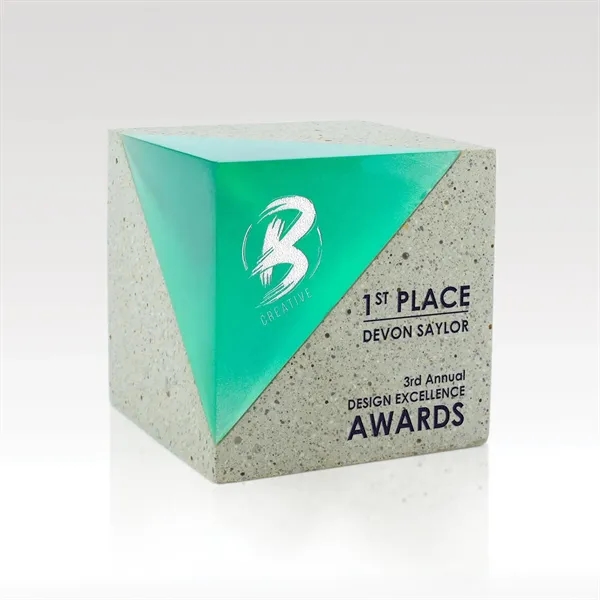 Translucent resin pairs with natural concrete in this stunning desktop award... from ASI 93986 Visions/Awardcraft / Visions Awards
