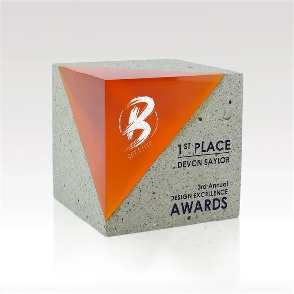 Translucent resin pairs with natural concrete in this stunning desktop award... from ASI 93986 Visions/Awardcraft / Visions Awards