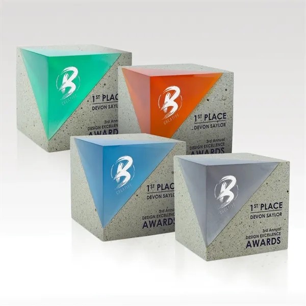 Translucent resin pairs with natural concrete in this stunning desktop award... from ASI 93986 Visions/Awardcraft / Visions Awards