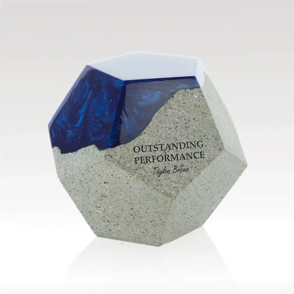 Brilliant desktop award styled in natural concrete with colorful resin... from ASI 93986 Visions/Awardcraft / Visions Awards