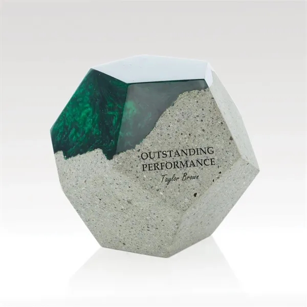 Brilliant desktop award styled in natural concrete with colorful resin... from ASI 93986 Visions/Awardcraft / Visions Awards