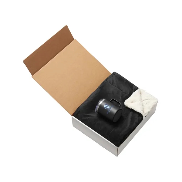 Comfort gift set with a blanket, 12-ounce vacuum-insulated coffee mug, and... from ASI 79530 Prime Line