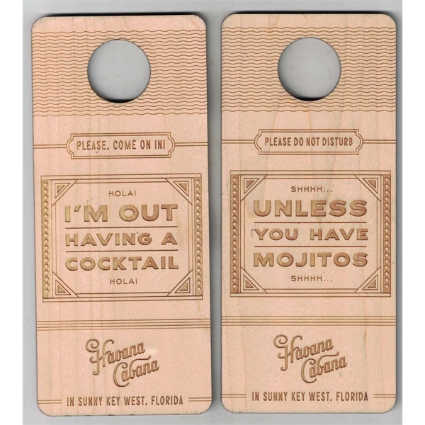 Wooden door hangers measure 3 1/2" x 8 1/2" and can... from ASI 92531 Unique Custom Products / UCP