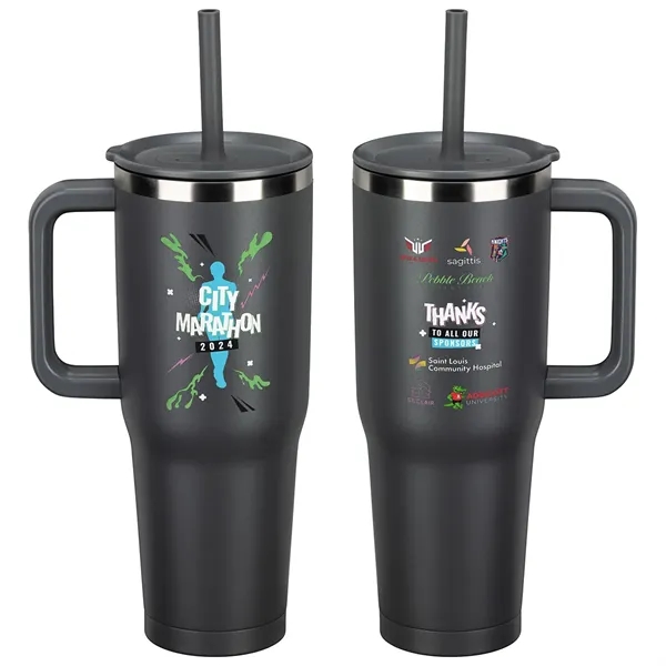 Summit 40 oz Insulated Stainless Steel Travel Mug with Press-In Straw... from ASI 36730 Ariel Premium Supply Inc