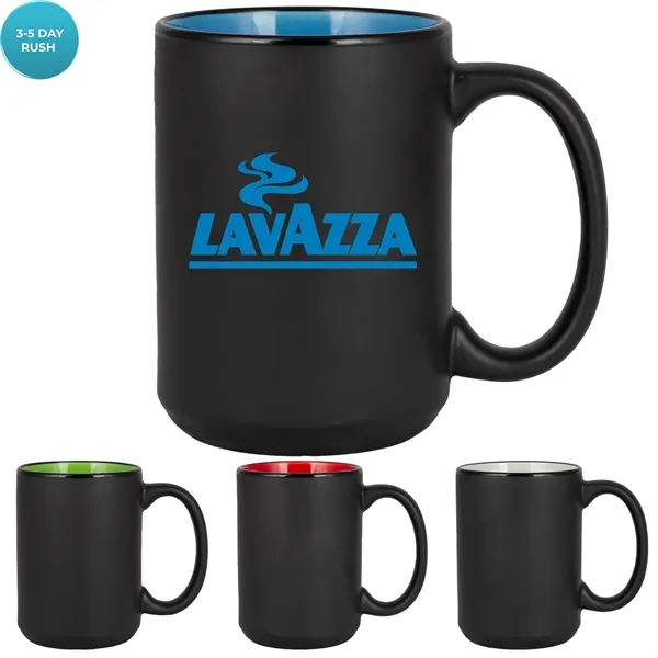 14 oz. two-tone ceramic mug and C-handle.... from ASI 57653 Gold Bond