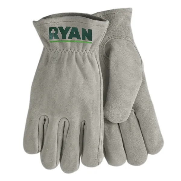 Suede cowhide leather gloves in light gray with a keystone thumb... from ASI 90160 Suntex Industries
