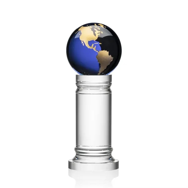 The Colvernstone Globe Award features an exquisite 4" Blue Optical Crystal... from ASI 84592 St Regis Group / St Regis