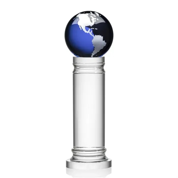 The Colvernstone Globe Award features an exquisite 4" Blue Optical Crystal... from ASI 84592 St Regis Group / St Regis