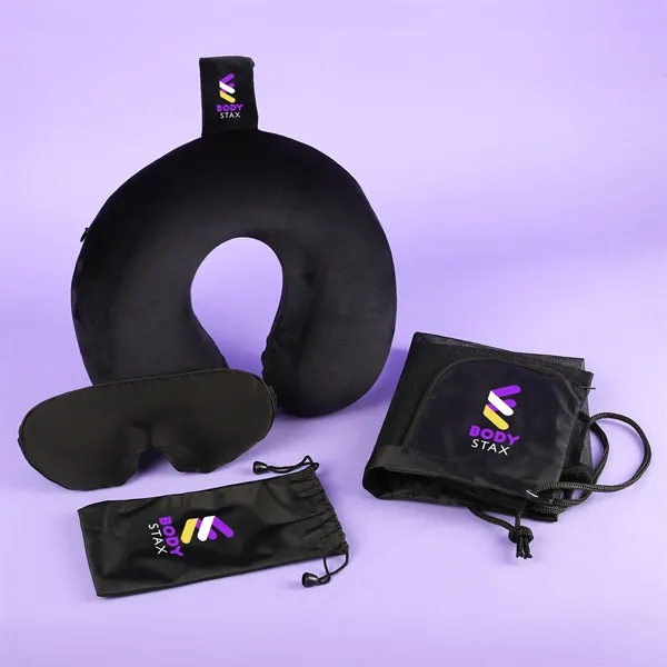A travel comfort package with the Rest Easy Weighted Eye Mask... from ASI 61966 HPG / Mixie