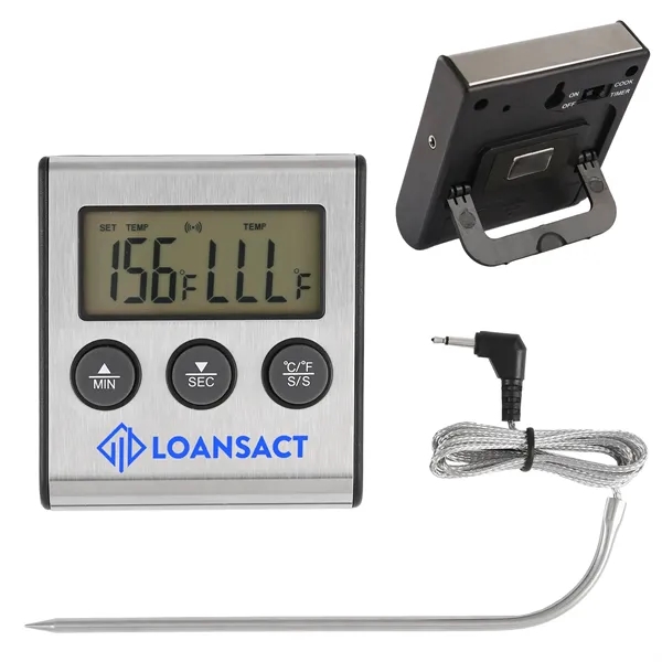 Digital cooking thermometer and timer displays in Celsius or Fahrenheit. Perfect... from ASI 61966 HPG / Beacon Promotions