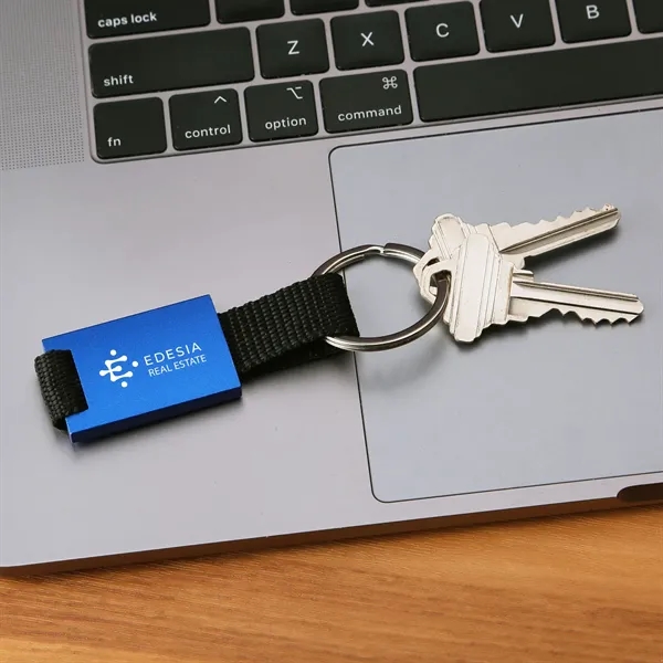 Sturdy aluminum Key chain key ring with webbing - keeps keys... from ASI 61966 HPG / Beacon Promotions