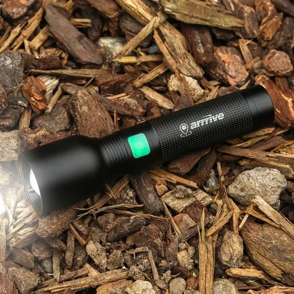 Rechargeable Lithium-ion battery rechargeable flashlight with three light modes and adjustable... from ASI 61966 HPG / Beacon Promotions
