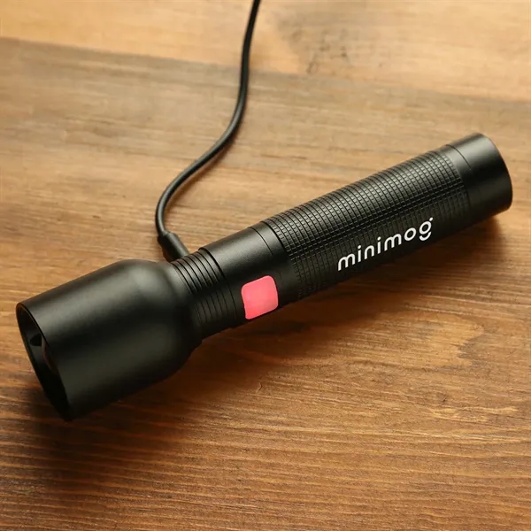 Rechargeable Lithium-ion battery rechargeable flashlight with three light modes and adjustable... from ASI 61966 HPG / Beacon Promotions