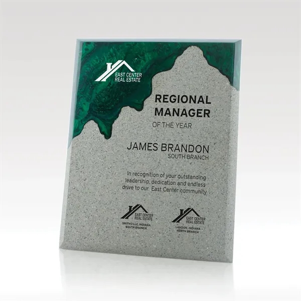 Distinctive recognition wall plaque with a contemporary flair achieved in concrete... from ASI 93986 Visions/Awardcraft / Visions Awards