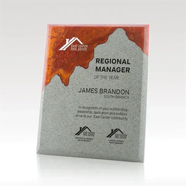 Distinctive recognition wall plaque with a contemporary flair achieved in concrete... from ASI 93986 Visions/Awardcraft / Visions Awards