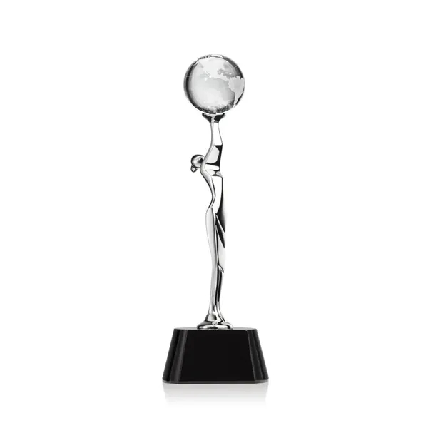 Chrome Goddess award holding an optical crystal globe.... from ASI 84592 St Regis Group / St Regis