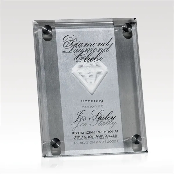 Brushed stainless and silver aluminum and premium jade glass plaque with... from ASI 93986 Visions/Awardcraft / Visions Awards