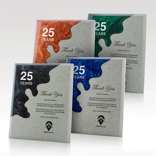 Contemporary styled wall plaque creatively fashioned in concrete and resin for... from ASI 93986 Visions/Awardcraft / Visions Awards