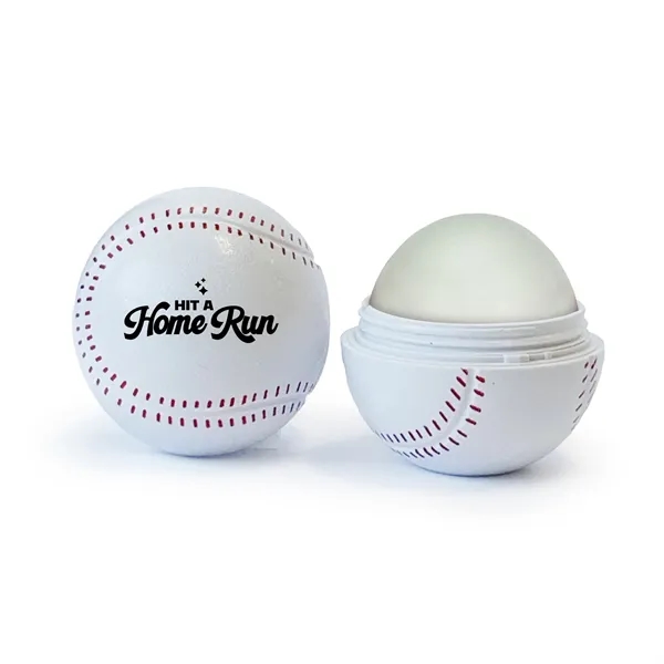 Baseball-shaped container filled with SPF15 lip moisturizer.... from ASI 61966 HPG / Mixie