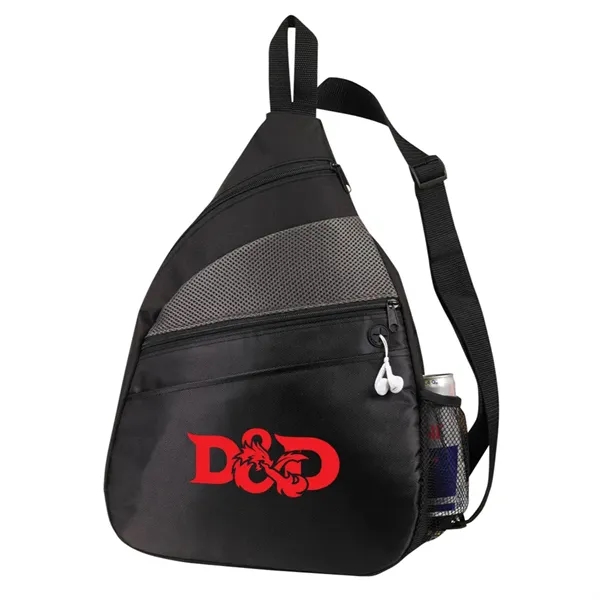 Sling backpack with wired headphone access and mesh pocket for water... from ASI 31517 Admart Products / Admart Line