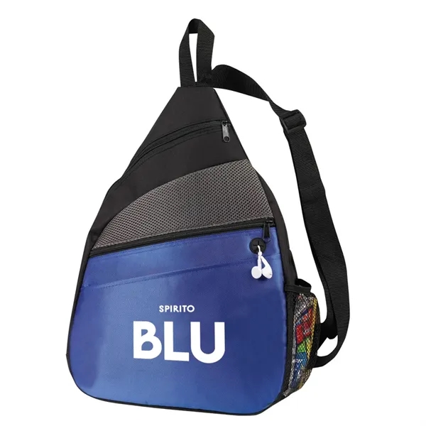 Sling backpack with wired headphone access and mesh pocket for water... from ASI 31517 Admart Products / Admart Line