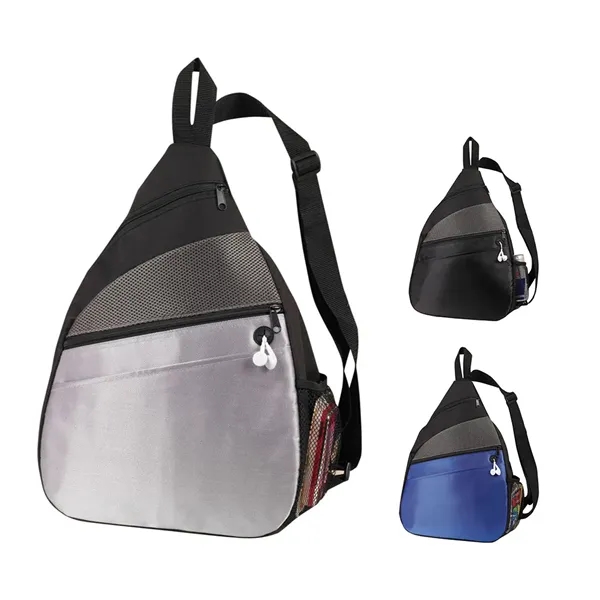 Sling backpack with wired headphone access and mesh pocket for water... from ASI 31517 Admart Products / Admart Line