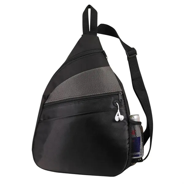 Sling backpack with wired headphone access and mesh pocket for water... from ASI 31517 Admart Products / Admart Line
