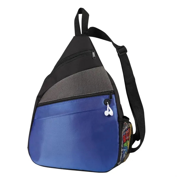Sling backpack with wired headphone access and mesh pocket for water... from ASI 31517 Admart Products / Admart Line