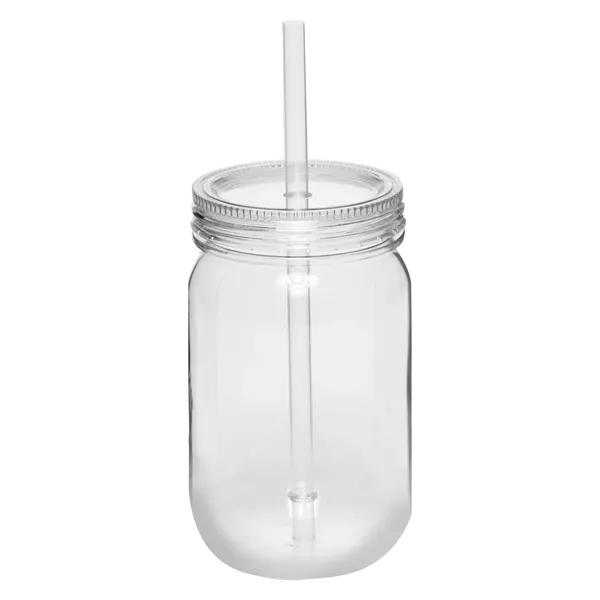 Plastic mason jar with lid and straw, 24 oz. plus 1... from ASI 37218 Athena Promo (tm)