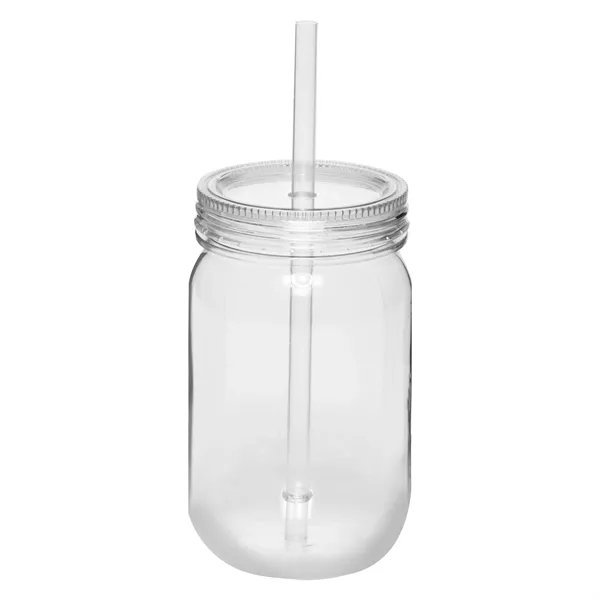 Plastic mason jar with lid and straw, 24 oz. plus 1... from ASI 37218 Athena Promo (tm)