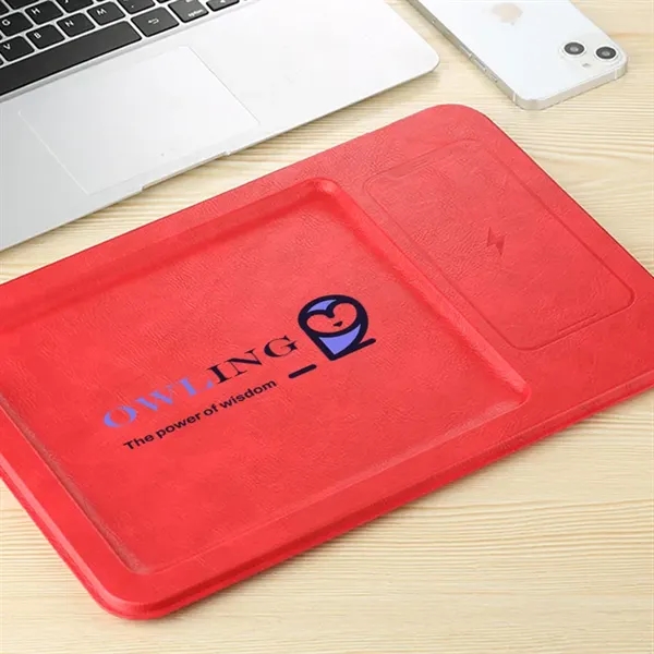 Multifunction Desktop Charger features a 15-watt wireless charger, leather tray... from ASI 63776 KTI Networks Inc / KTI Promo