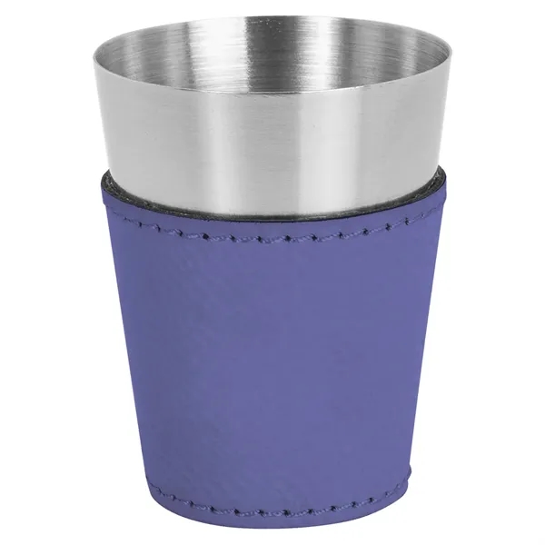 Two-ounce stainless steel and purple PU leatherette shot glass.... from ASI 74601 Calico