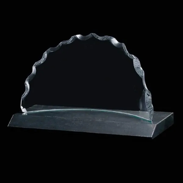 Jade curved award with chipped and polished edges on a marble... from ASI 84592 St Regis Group / St Regis