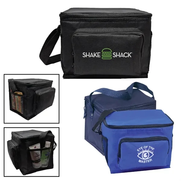 600 denier polyester six-pack cooler with front zippered pocket and side... from ASI 57655 STOPNGO Line