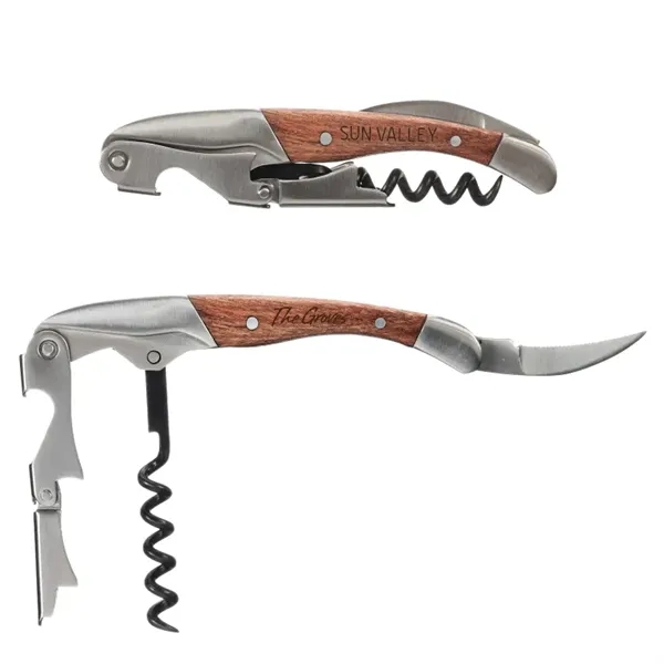 Waiter's corkscrew made of premium mahogany wood with a foil cutter... from ASI 57655 STOPNGO Line